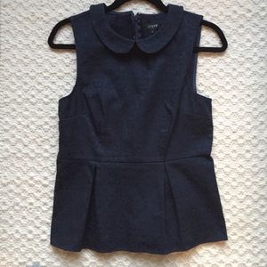 J. Crew Jacquard Peter Pan Peplum Top